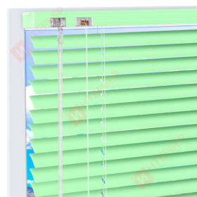 Горизонтальные алюминиевые жалюзи на пластиковые окна Бело-зеленые