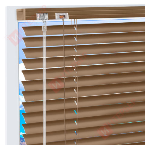 Горизонтальные алюминиевые жалюзи на пластиковые окна - цвет серо-бежевый