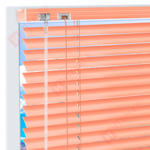 Горизонтальные алюминиевые жалюзи на пластиковые окна - цвет бежево-красный