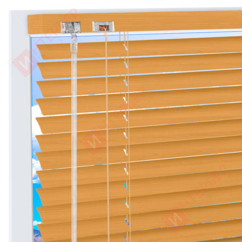Горизонтальные алюминиевые жалюзи на пластиковые окна - цвет бежевый